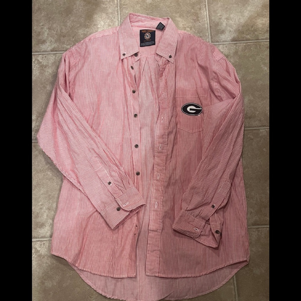 University of Georgia Red Striped Button-Down Shirt
